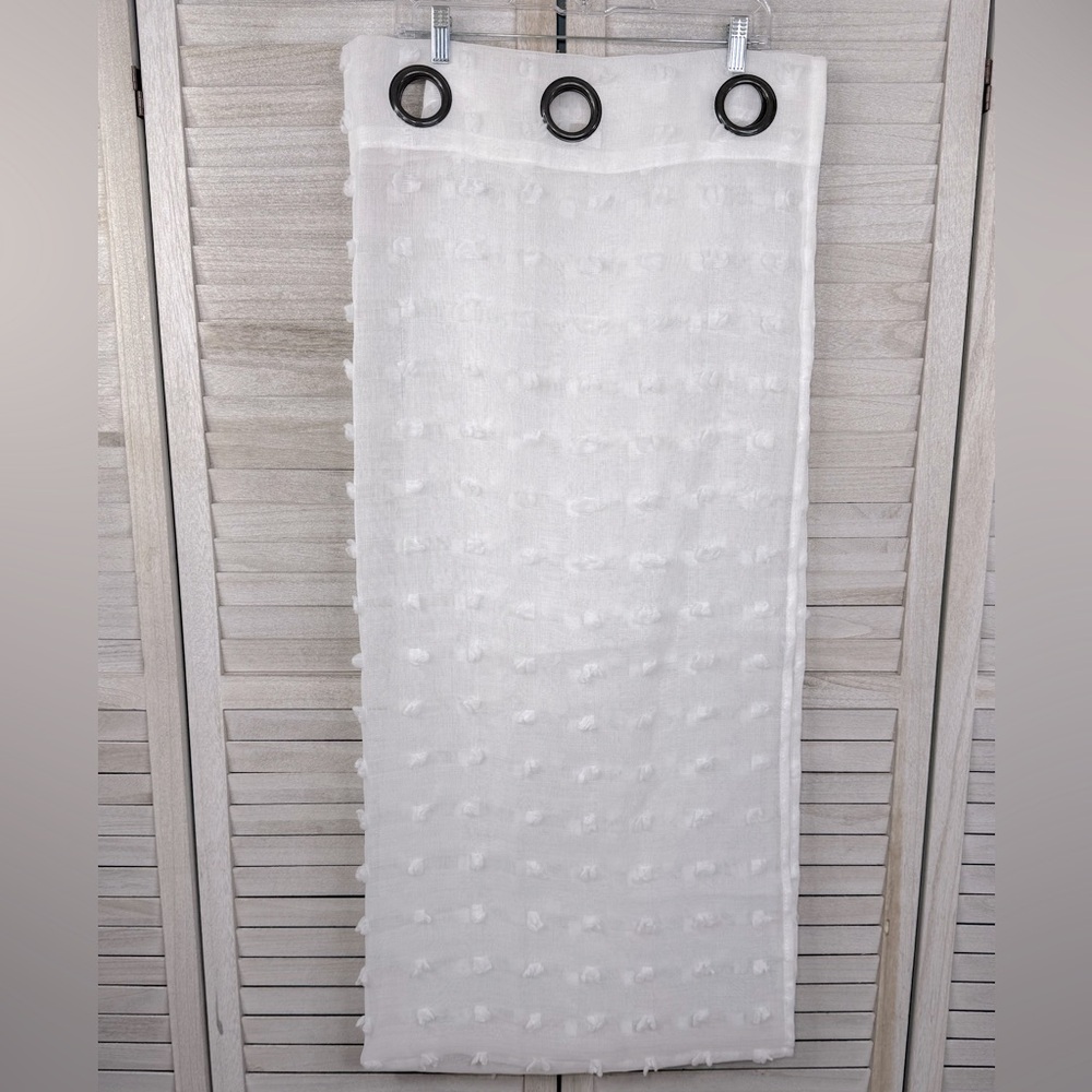 NANSHING HOME "Payton" White Sheer Textured Grommet Curtain Panels (2) 37"x84"